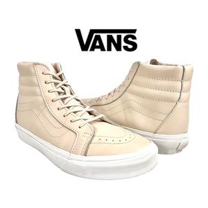 Vans Men 6 |‎ Women 7.5 Sk8 Hi Leather High Top Sneakers Cream Beige Neutral